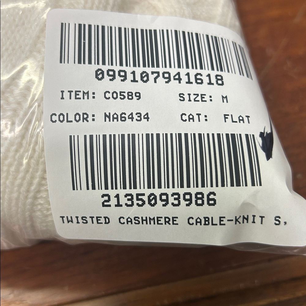 J Crew WHITE Spring Street cashmere twisted cable-knit sweater CO589 - Picture 3 of 3